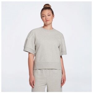 CALIA by Carrie Underwood Womens Pleated Sweatshirt Gray L Minimalist Athleisure